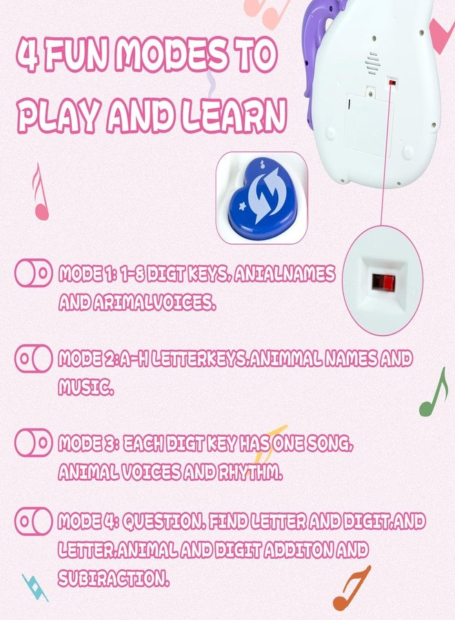 Ynanimery Kids Guitar, Kids Musical Instruments Toy for Child Toddler Boys Girls, Unicorn Guitar Toy with Animal Sounds & Music & Lights for 3 4 5 Year Old Girls Boys Birthday - Image 5
